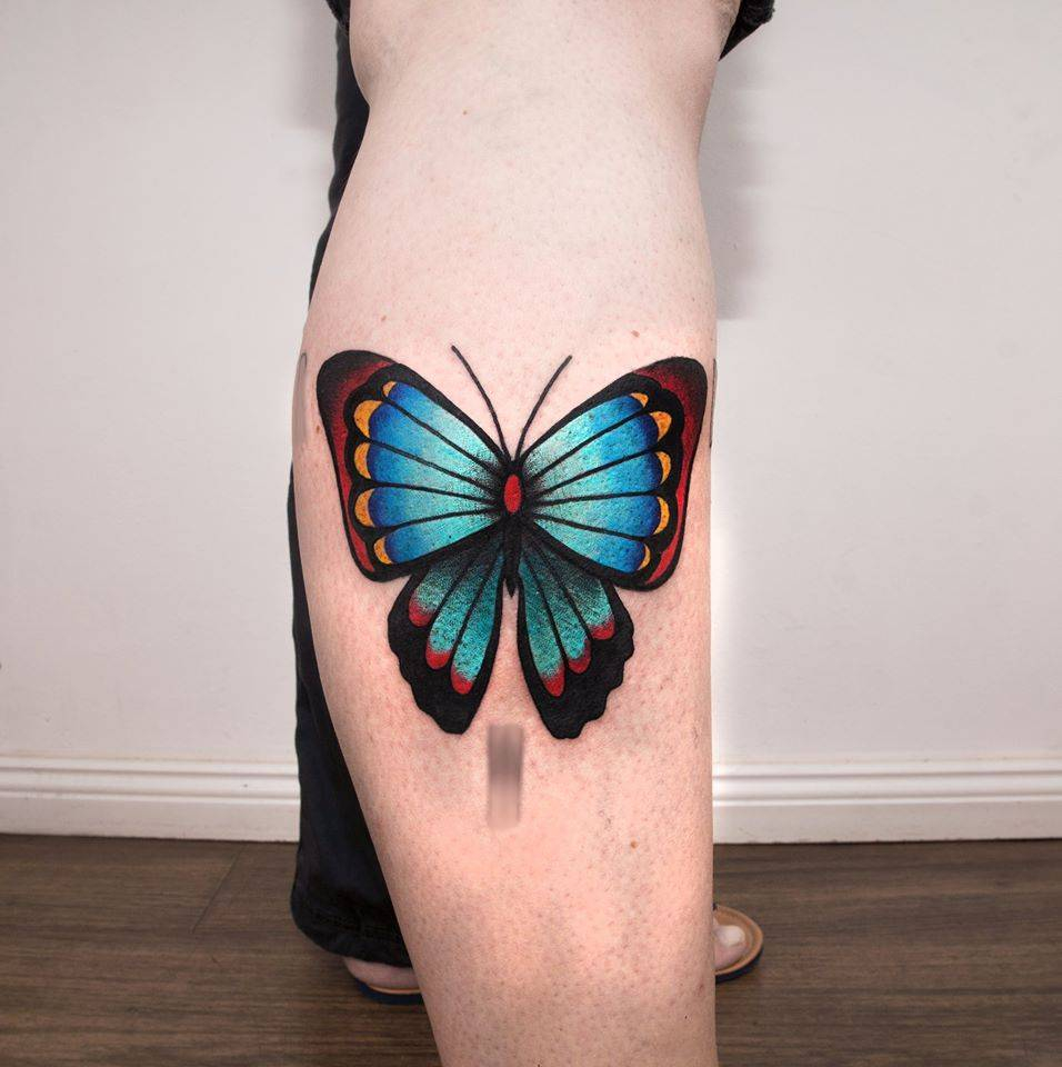 Butterfly Tattoo On The Calf within dimensions 956 X 960