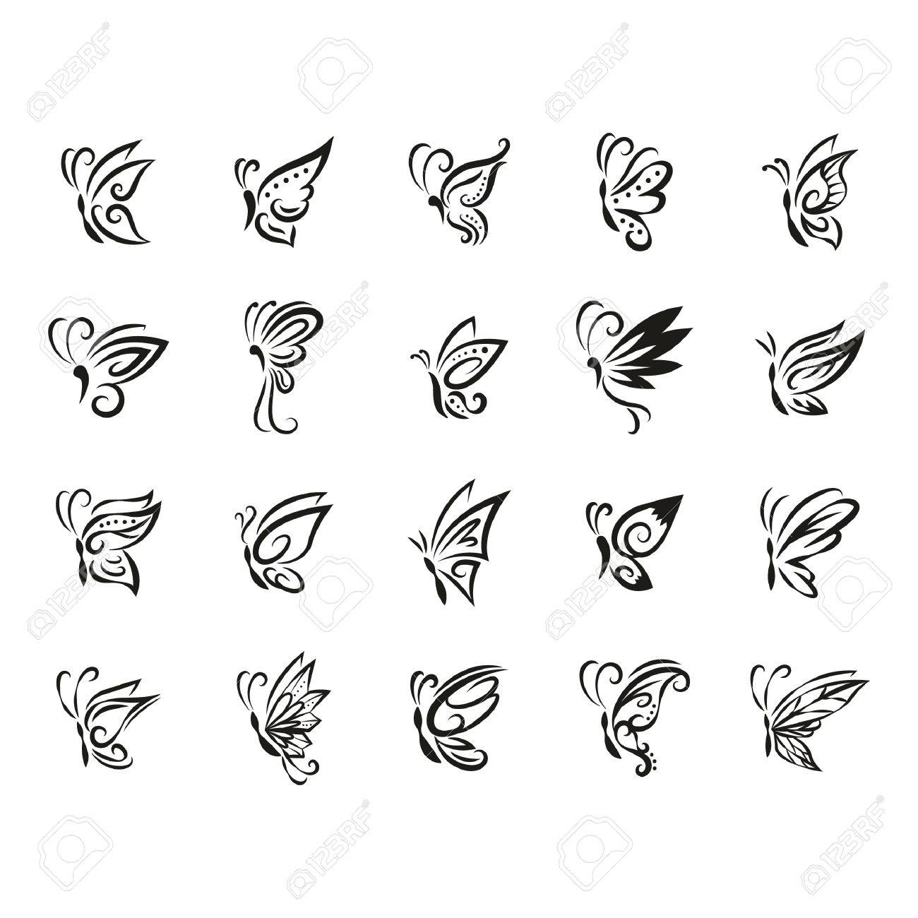 Butterfly Tattoo Set Royalty Free Cliparts Vectors And Stock regarding measurements 1300 X 1300