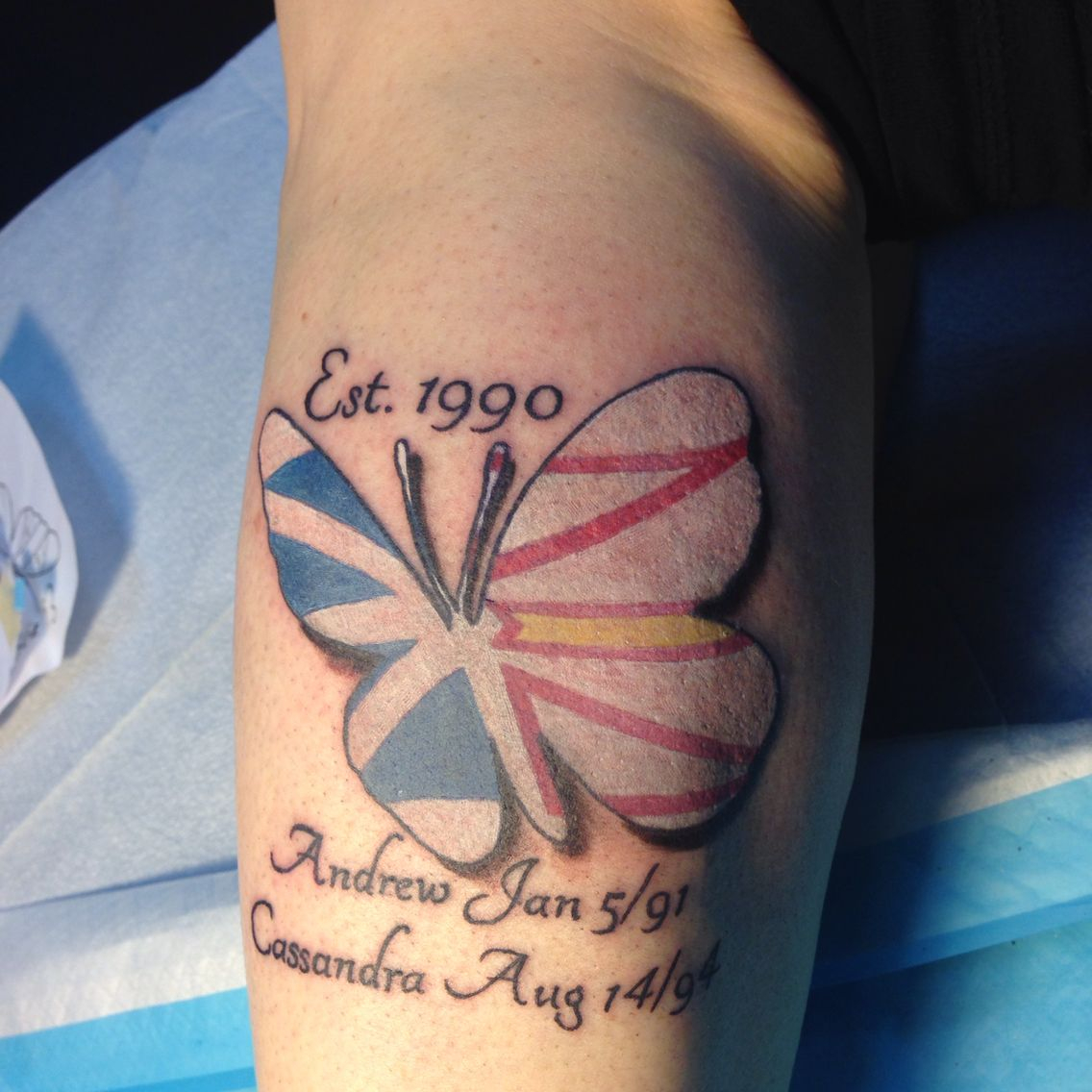 Butterfly Tattoo With The Newfoundland Flag Inside Tattoos regarding size 1136 X 1136