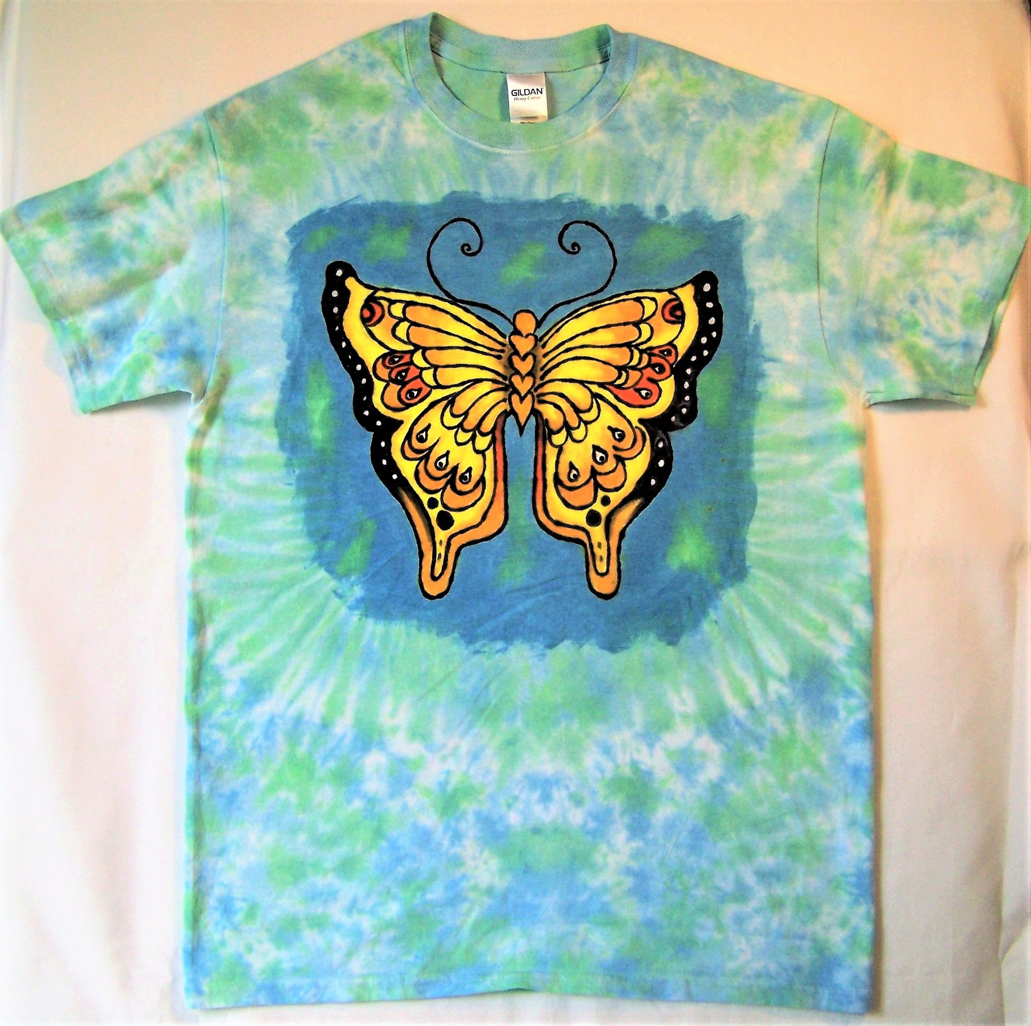 Butterfly Tattootie Dyed Tee Shirtadult Mediumfront Butterfly Hand Dye Paintedtattoo Butterfly On Backget Ogled Tie Dyewearable Art within measurements 2065 X 2056