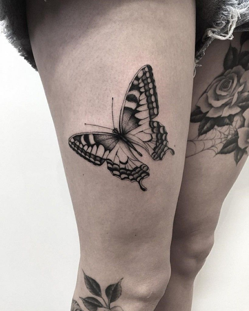 Butterfly Thigh Black Ink 819x1024 Tattoos Samoan Tattoo with regard to dimensions 819 X 1024