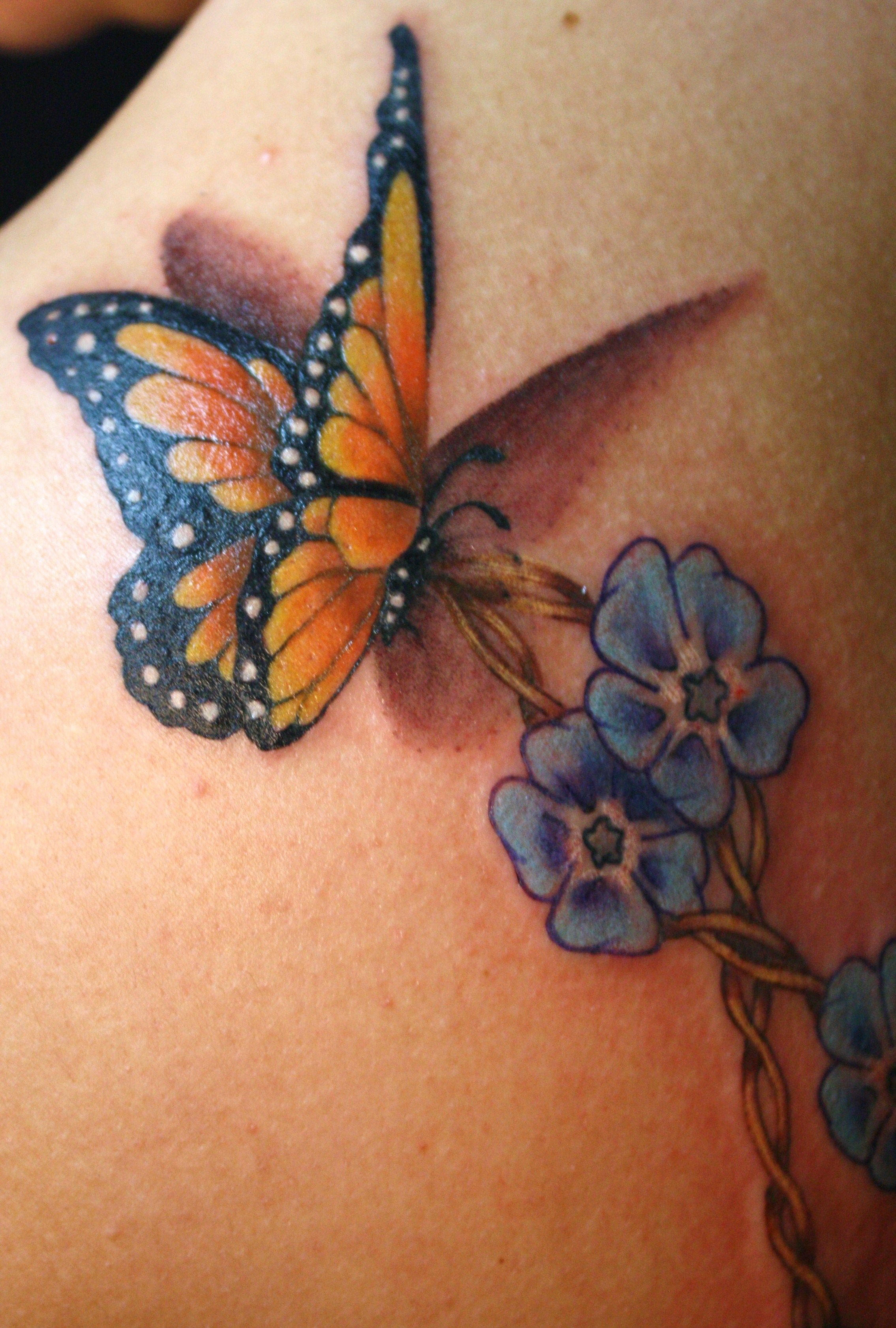 Butterfly W Forget Me Nots Ink Butterfly Tattoo Designs 3d in measurements 2269 X 3364