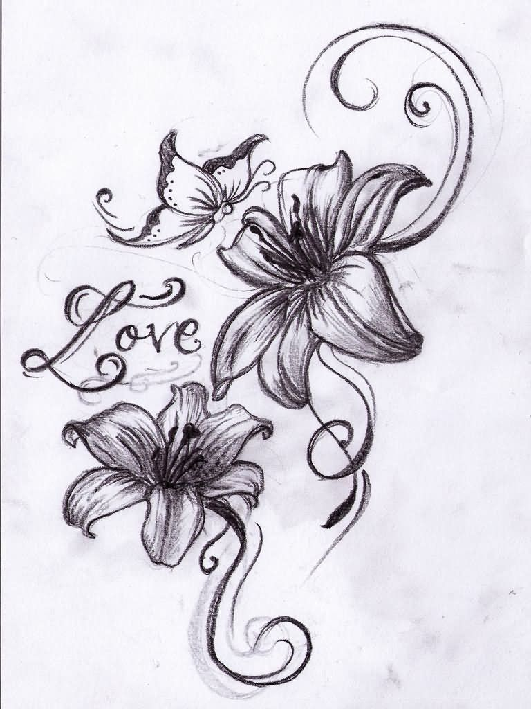 Butterfly With Flower Tattoo Designs Tribal Flower And Butterfly with regard to size 768 X 1024