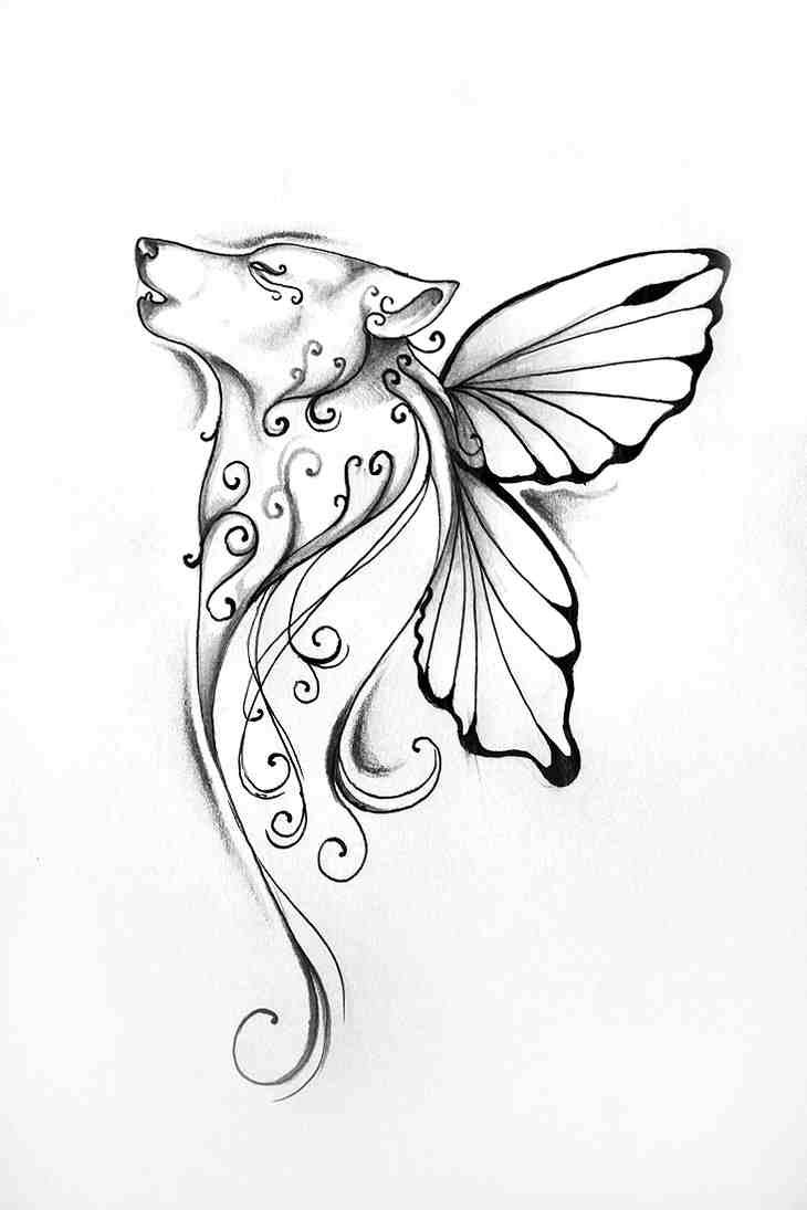 Butterfly Wolf Tattoo Idea Ideas Wolf Tattoos Wolf Tattoo with size 730 X 1095