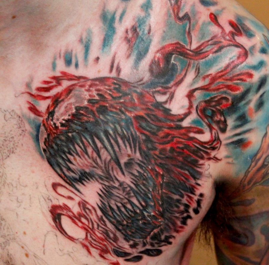 Carnage From Spiderman Chest Tattoo Tattoomagz Tattoo Designs regarding sizing 900 X 887