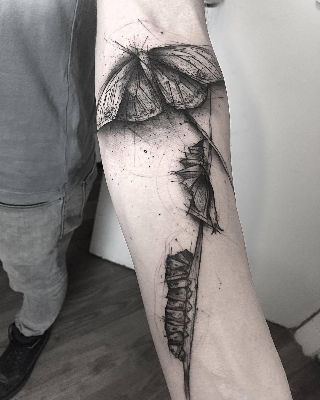 Caterpillar Butterfly Tattoo Artist Kamilmokot Tattooer At intended for measurements 1080 X 1349