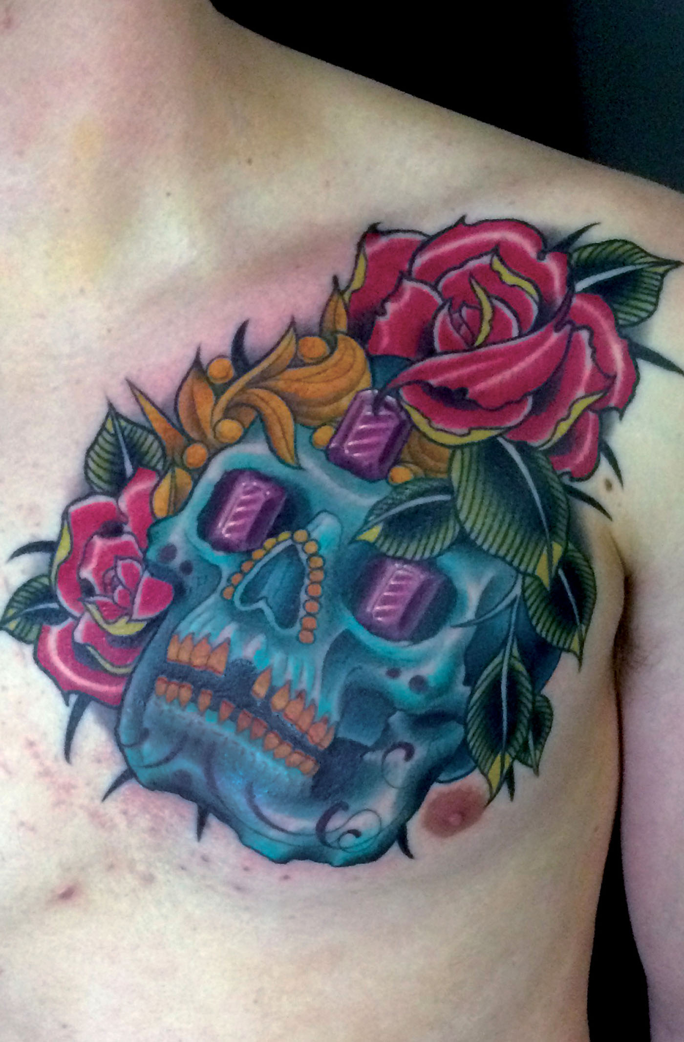Catrinaday Of The Dead Chest Neo Traditional Skull Tattoo Slave with regard to size 1400 X 2134