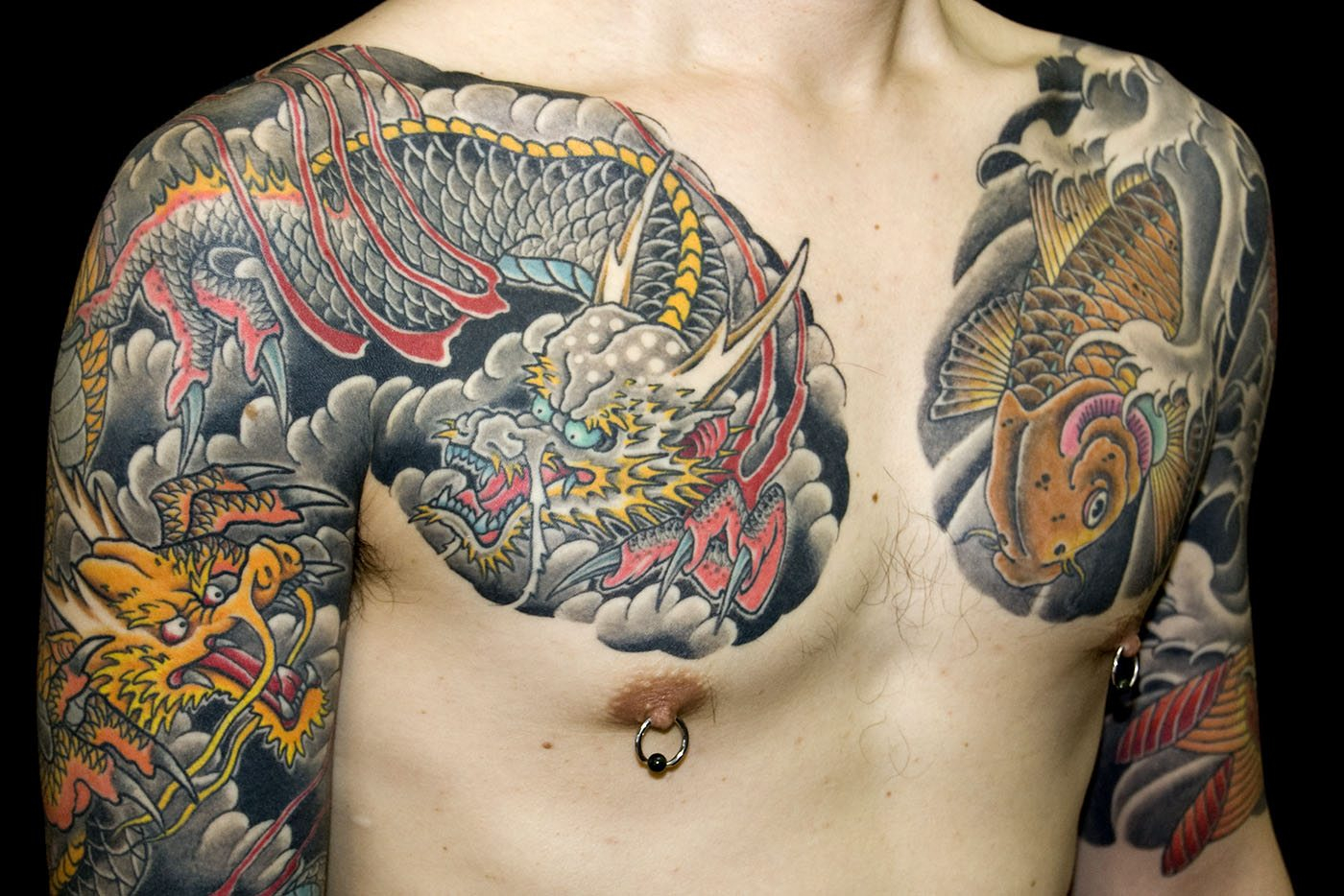 Chest Dragons Japanese Koi Tattoo Slave To The Needle pertaining to measurements 1400 X 934