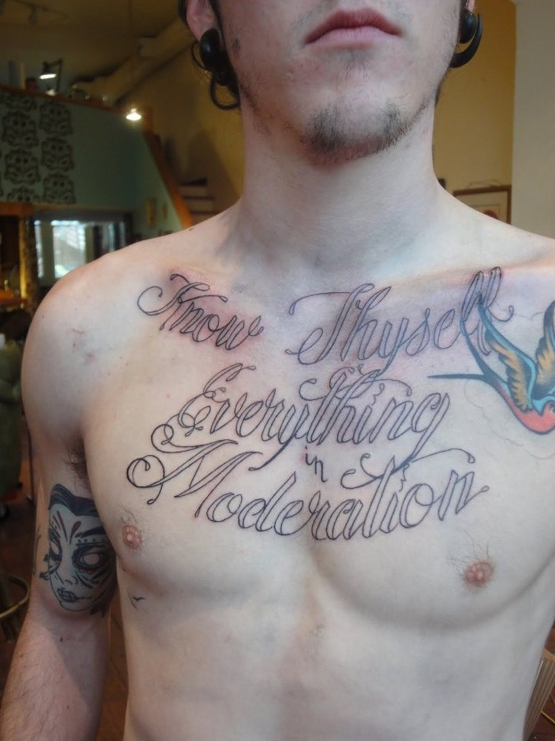 Chest Men Quotes Tattoo Tattoos Book 65000 Tattoos Designs within sizing 800 X 1067