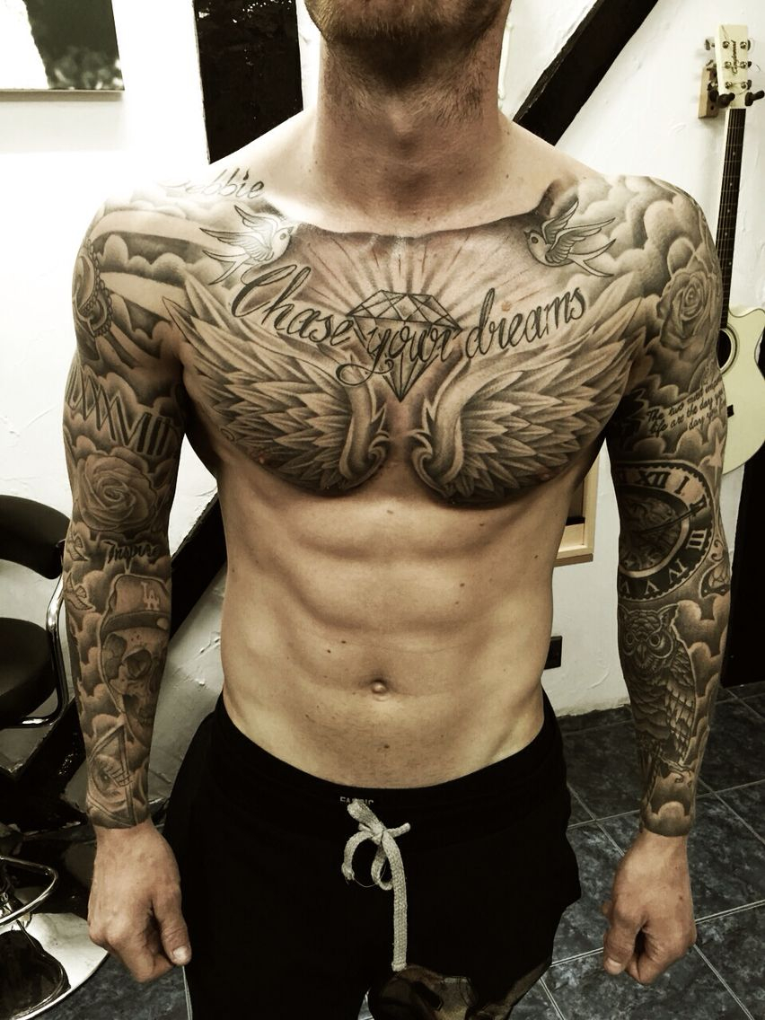 Chest Piece And Sleeve Tattoos Tatuagem No Peito Tatuagens No pertaining to measurements 852 X 1136