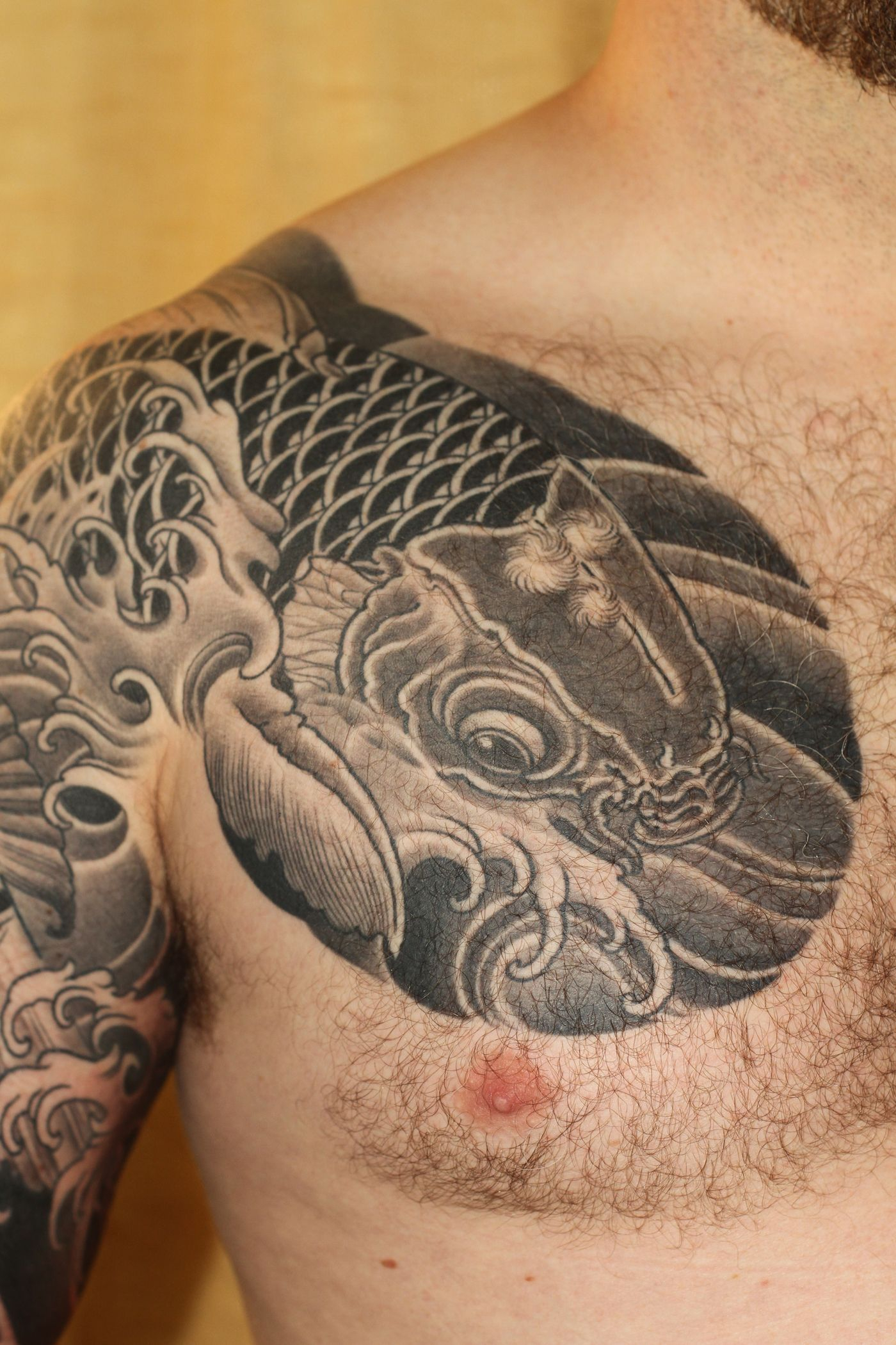 Chest Portion Of Japanese Half Sleeve Tattoo Bill Canales Full with measurements 1400 X 2100
