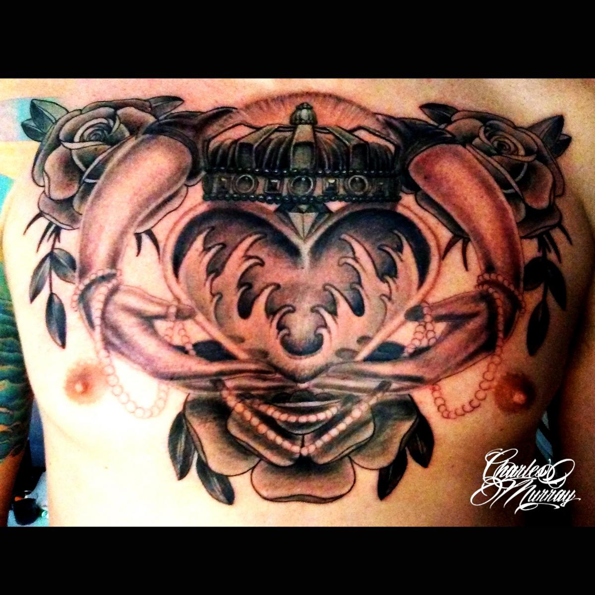 Chest Tattoo Claddagh Black And Grey Tattoos Last Sparrow Tattoo pertaining to proportions 1200 X 1200