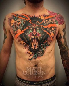 Chest Tattoo Neo Traditional Baboon Neo Japanese Tattoo Chest with measurements 1080 X 1349