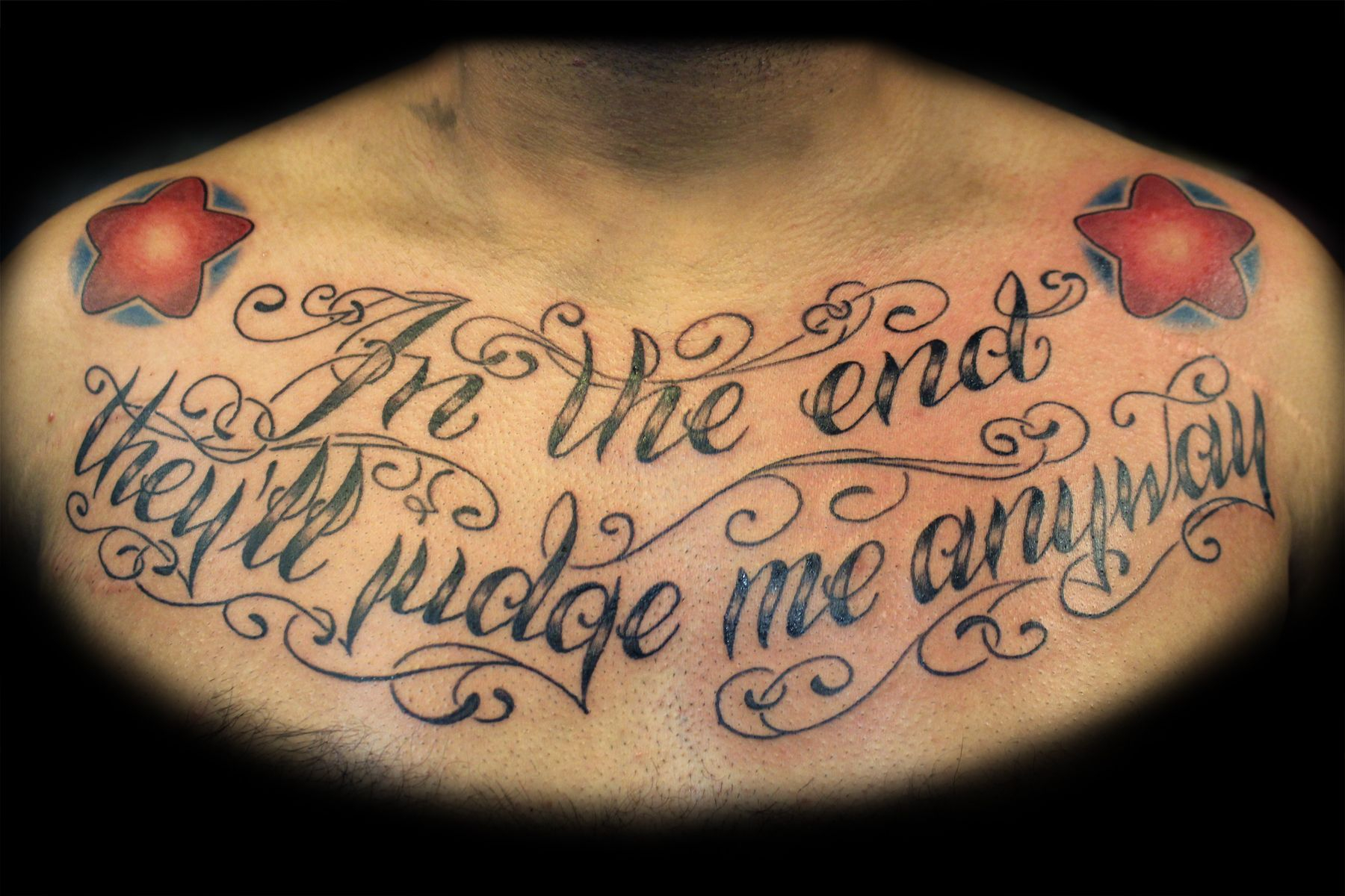 Chest Tattoos Lettering Men Archive For The Tattoos Chest Tattoo with regard to dimensions 1800 X 1200