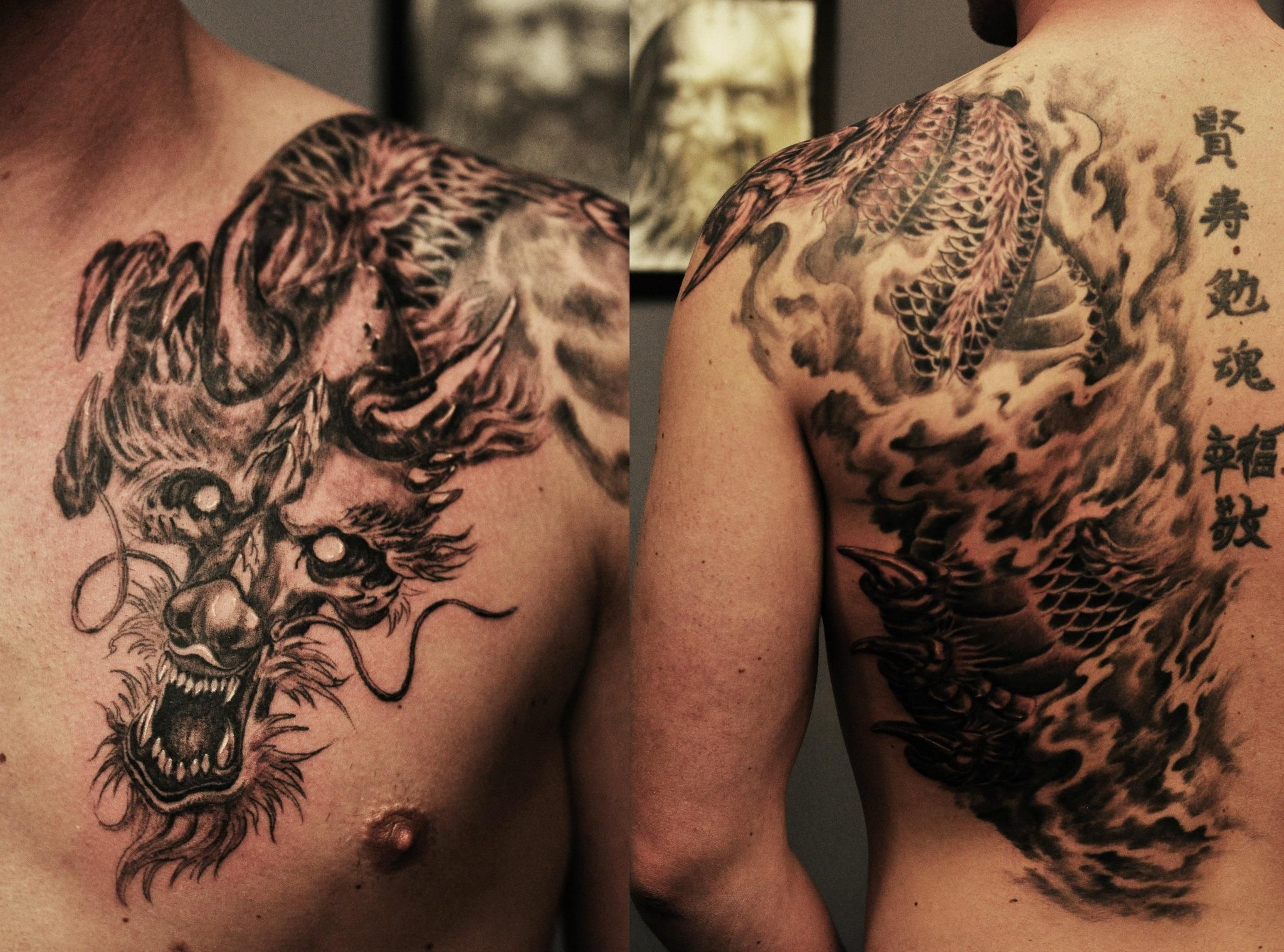 Chronic Ink Tattoos Toronto Tattoo Damons Half Back To Chest pertaining to dimensions 2048 X 1519