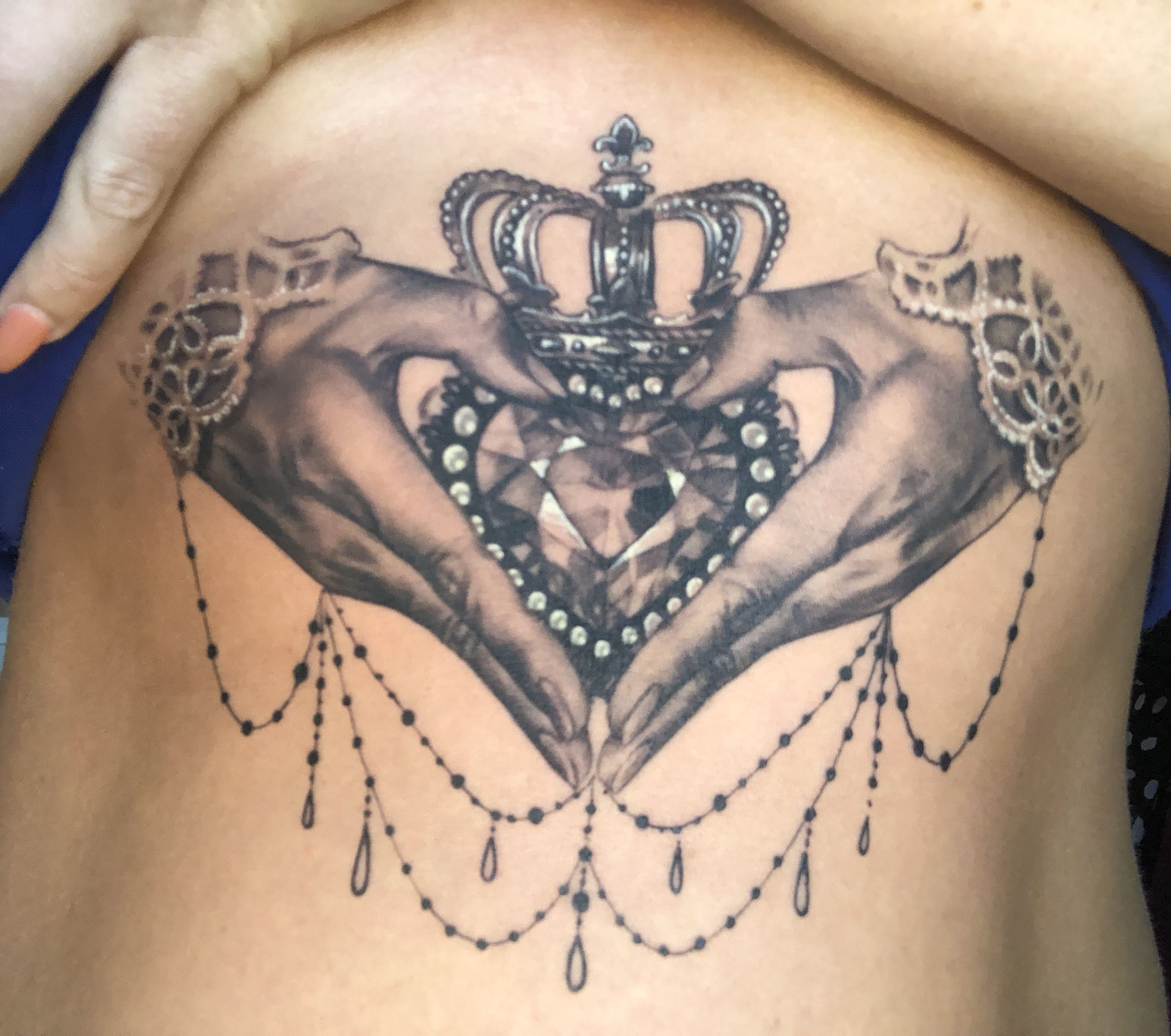 Claddagh Sternum Chest Tattoo Tattoos Claddaugh Tattoo Claddagh throughout proportions 2622 X 2320