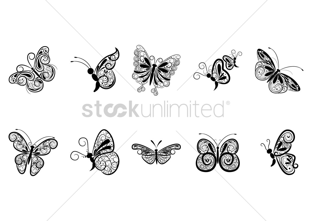 Collection Of Butterfly Tattoo Design Vector Image 1435550 with regard to size 1300 X 919