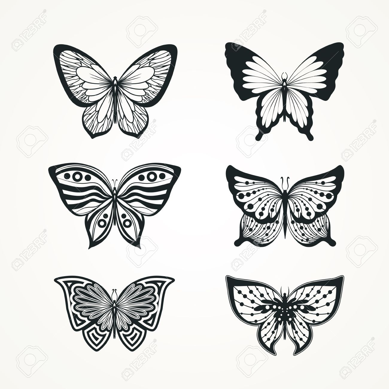 Collection Of Stylized Butterfly Tattoo Royalty Free Cliparts in size 1300 X 1300