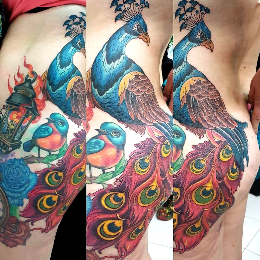 Color Peacock Tattoo L A D Y T A T S Peacock Tattoo Peacock intended for dimensions 1080 X 1080