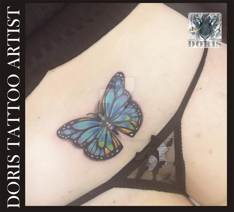 Colorful Butterfly Tail Bone Sexy Tattoo Doristattoo On Deviantart regarding measurements 940 X 851