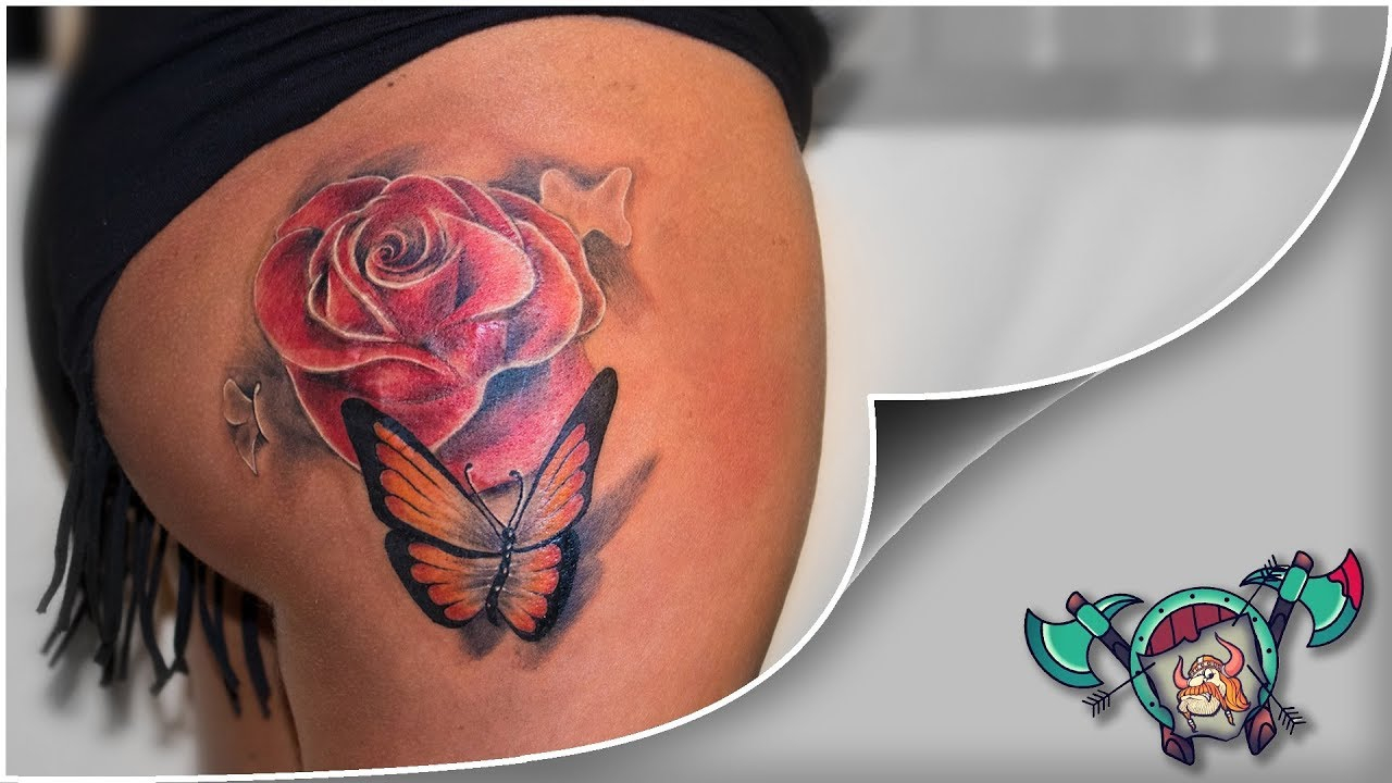 Colorful Rose Butterfly Tattoo Timelapse intended for measurements 1280 X 720