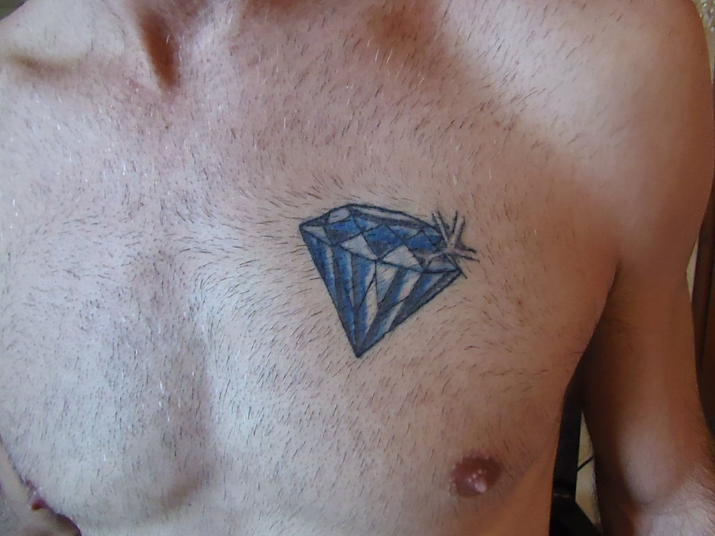 Cool Blue Diamond Tattoo On Man Chest with measurements 1024 X 768
