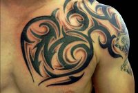 Cool Tribal Design Tattoo On Left Shoulder And Chest with dimensions 1000 X 1000