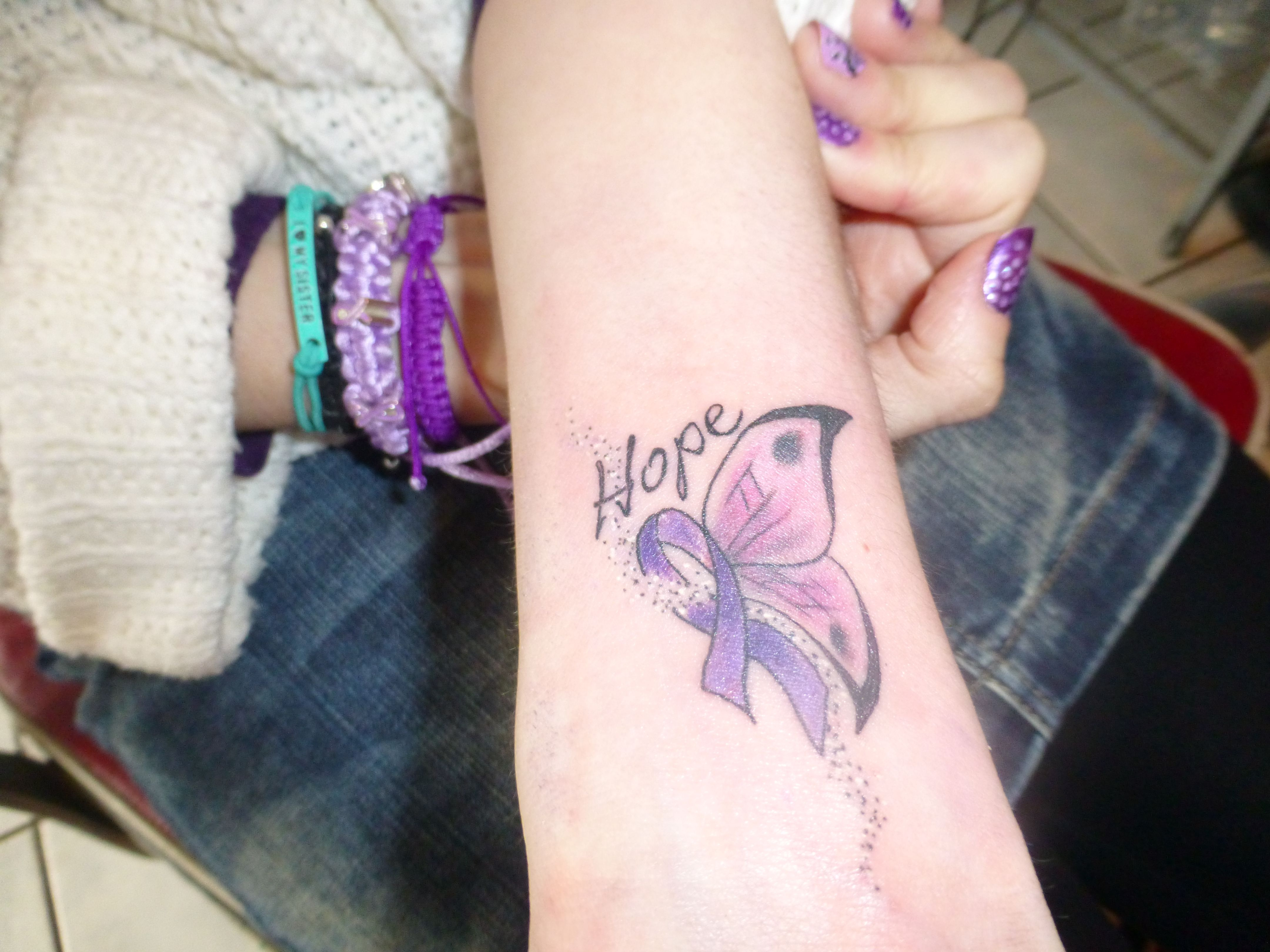 Copyright Jo Mumford My Tattoo Purple Ribbon Symbolising Epilepsy within pr...