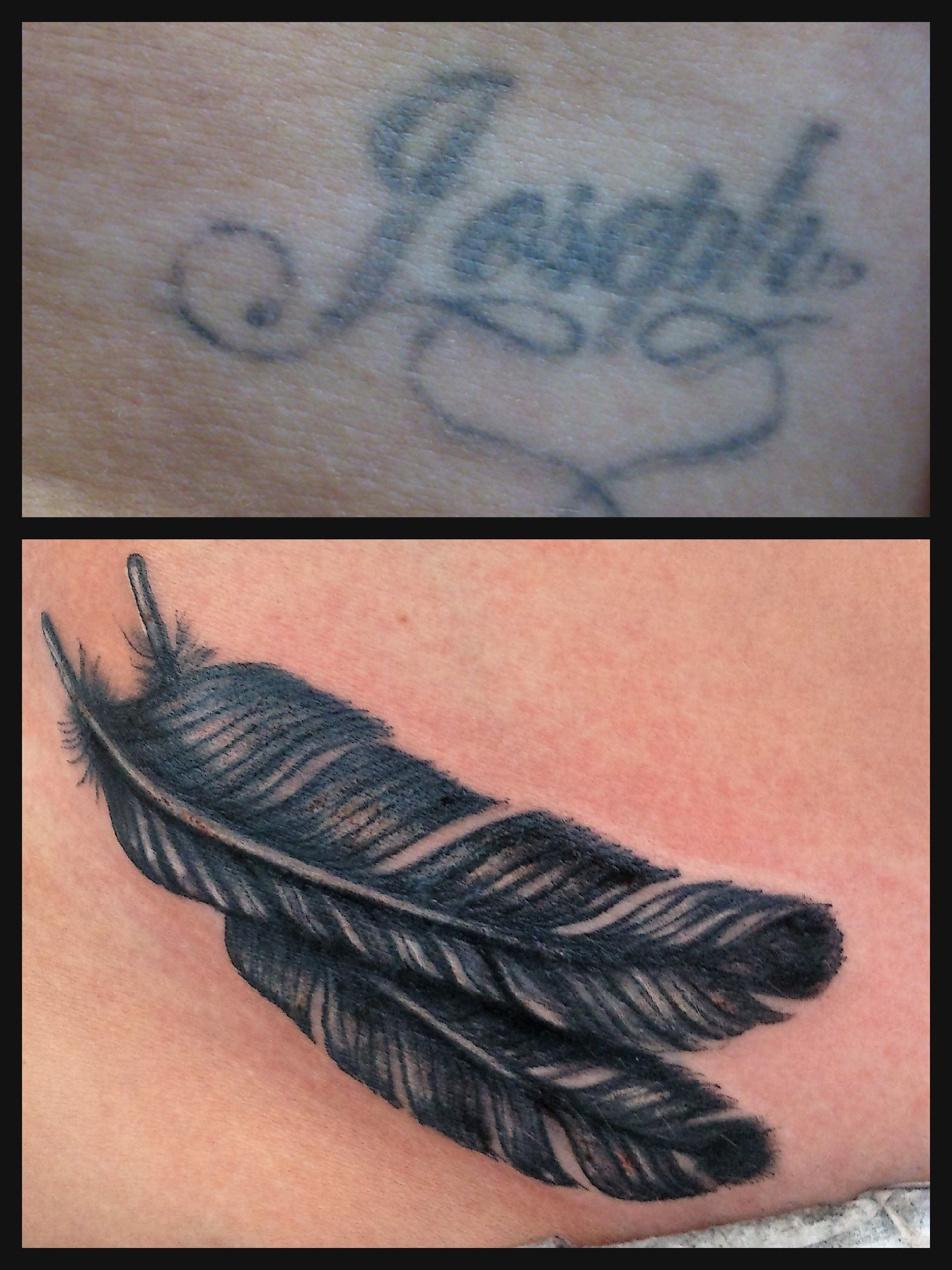 Coverup Name Text Feathers Black Grey Tattoos Tips Feather with dimensions 1773 X 2364