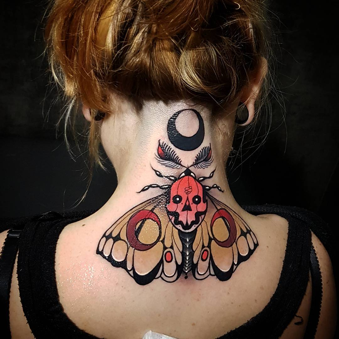 Creepy Butterfly Lady Neck 3d Tattoos Uk within proportions 1080 X 1080