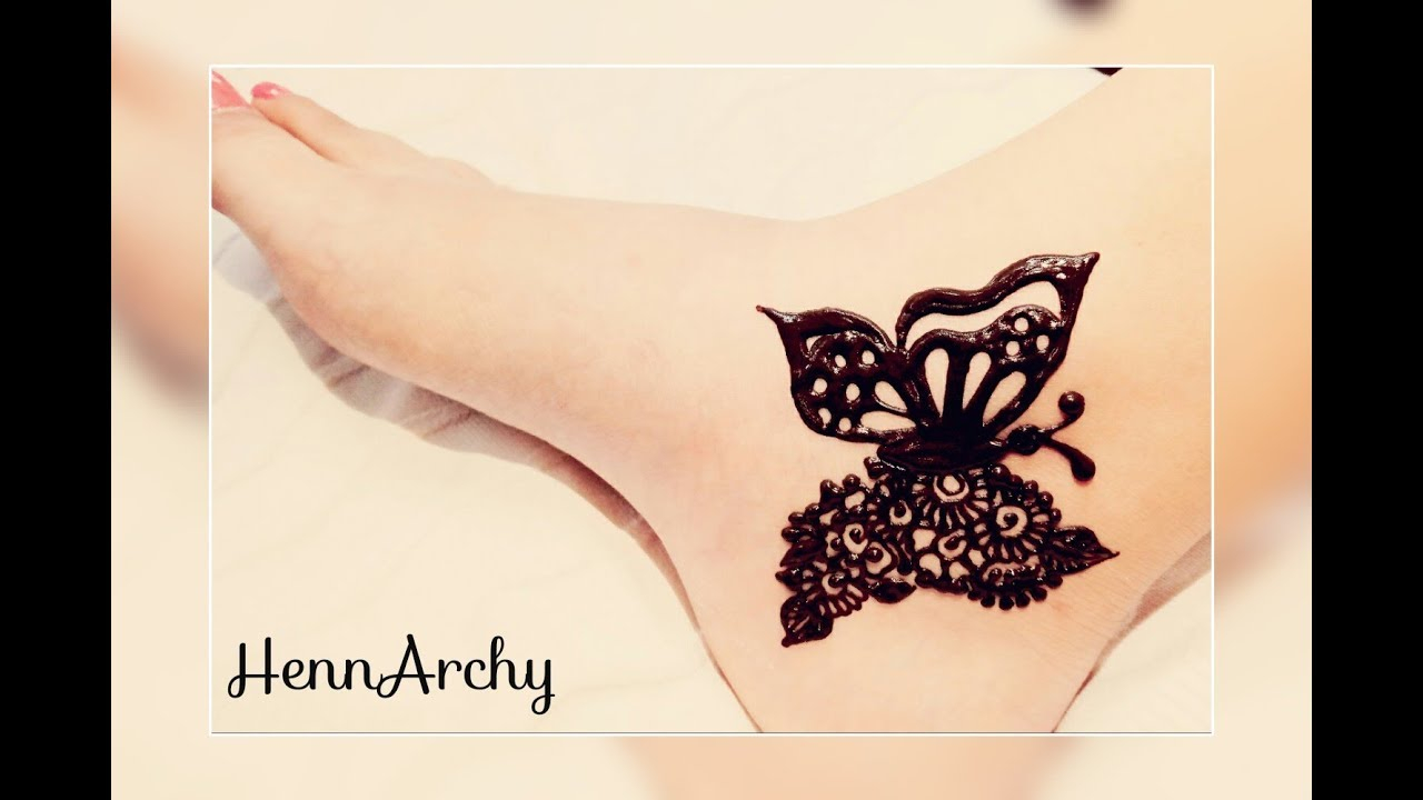 Cute Girlish Butterfly Henna Tattoo For Foot Hennarchy regarding measurements 1280 X 720