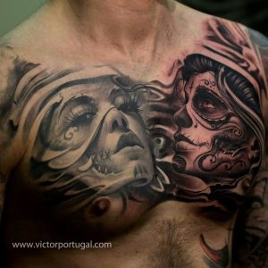 Day Of The Dead Girls Chest Piece Tattoo Loves 3 Tattoo Artists in size 960 X 960