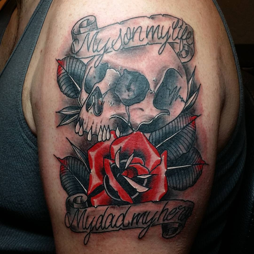 Dead Mans Chest Made This Skull Rose And Banner Tattoo Today My in dimensions 1080 X 1080