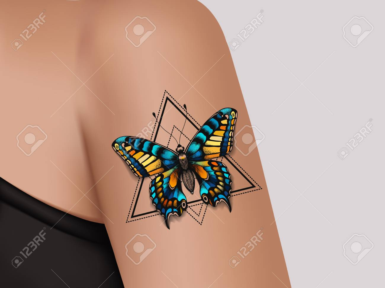 Decorative Tattoo On Female Arm Mystic Butterfly Tattoo Realistic throughout dimensions 1300 X 972