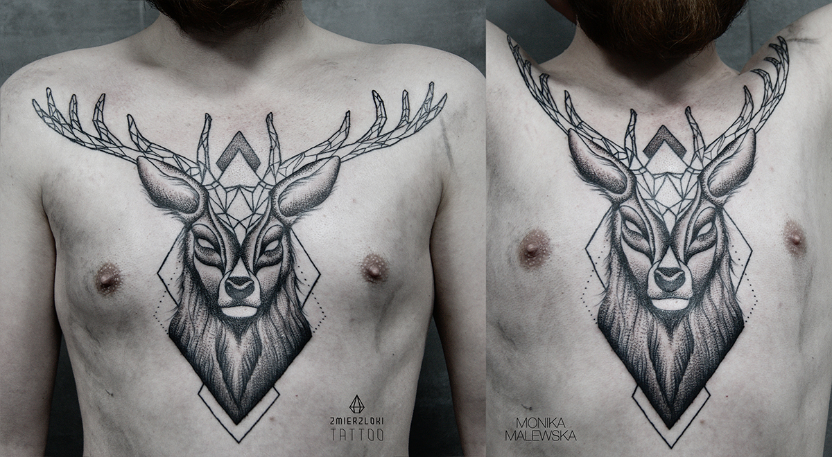 Deer Chest Tattoo On Behance throughout measurements 1200 X 660