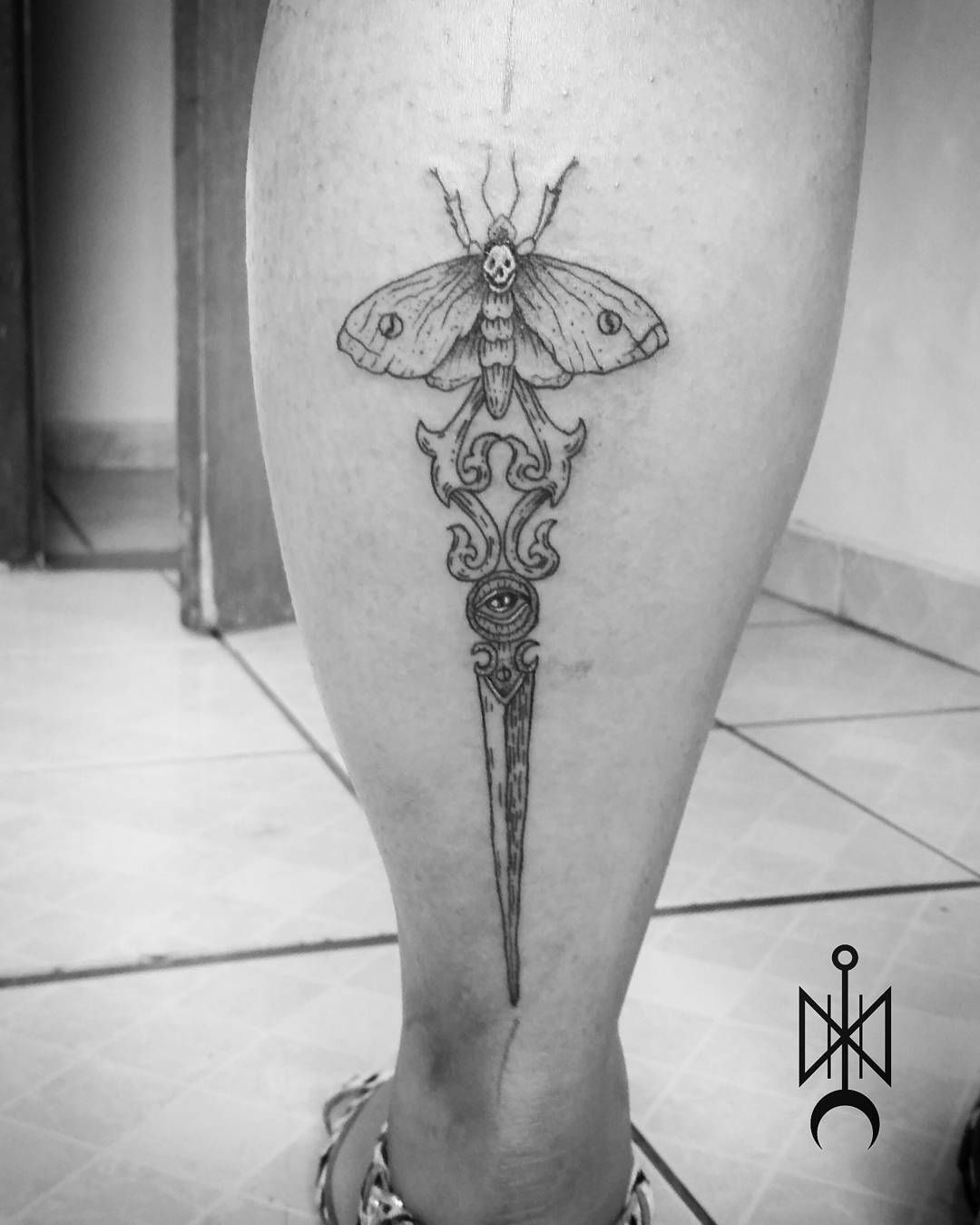Dkjordao Tattoo Dagger Moth Tatuagem Blackwork Scissors intended for proportions 1080 X 1349