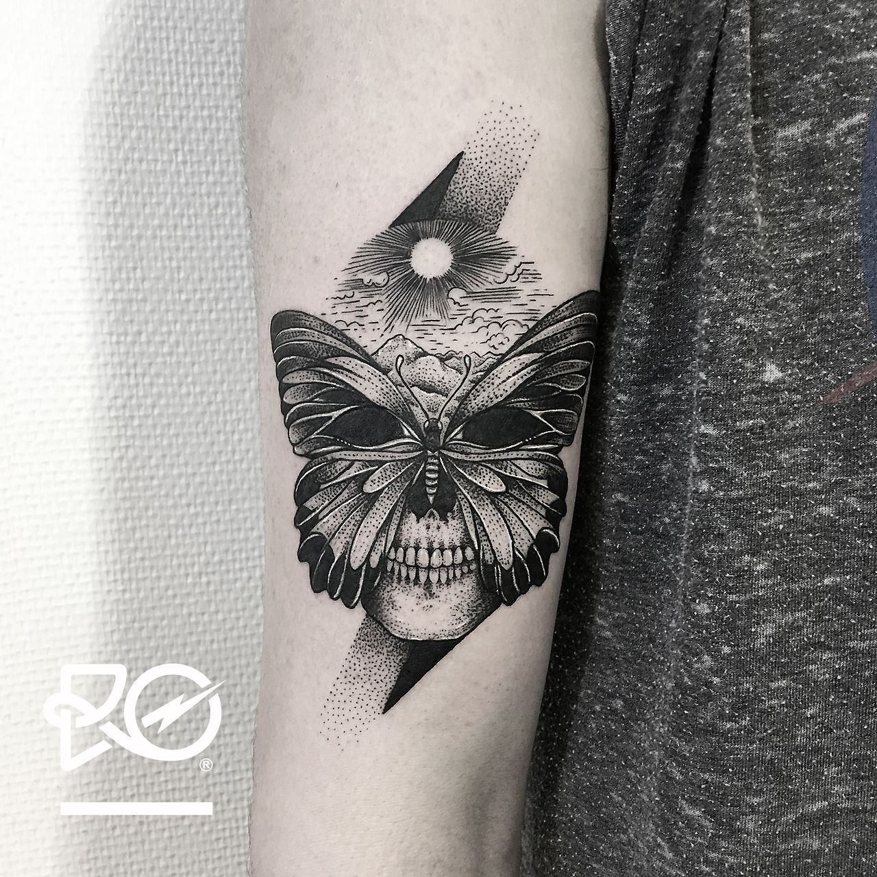 Dotwork Tattoo With Skull And Butterfly intended for proportions 1280 X 1280