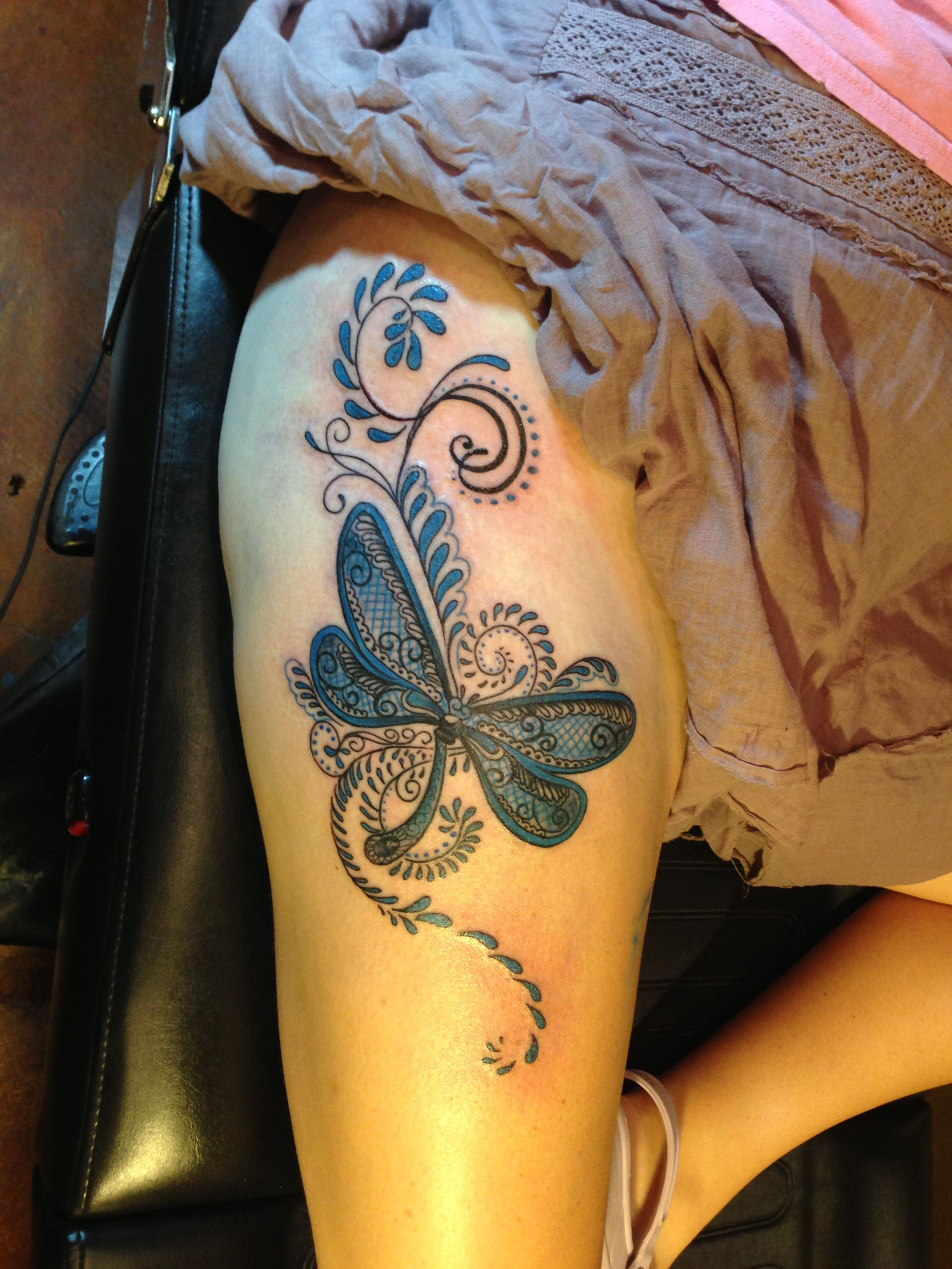 Dragonfly Thigh Tattoo Cara Hanson Work Work Work Dragonfly pertaining to size 2448 X 3264