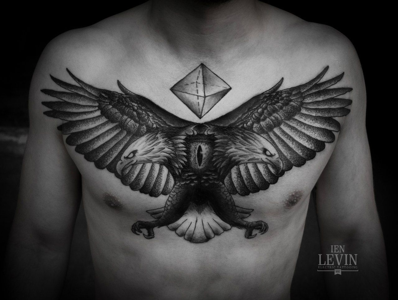 Eagle Bird Two Headed Chest Tattoo Blackwork Tattoo Eagle within sizing 1280 X 966