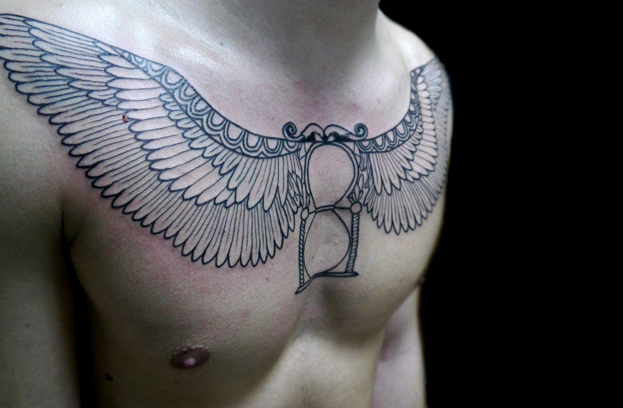 Eagle Wings Sand Watch Tattoo On Chest Tattoo Watch Tattoos regarding size 1280 X 838