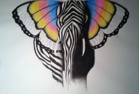 Elephant Butterfly Zebra Sketch Watercolour Drawing Art regarding proportions 1743 X 1297