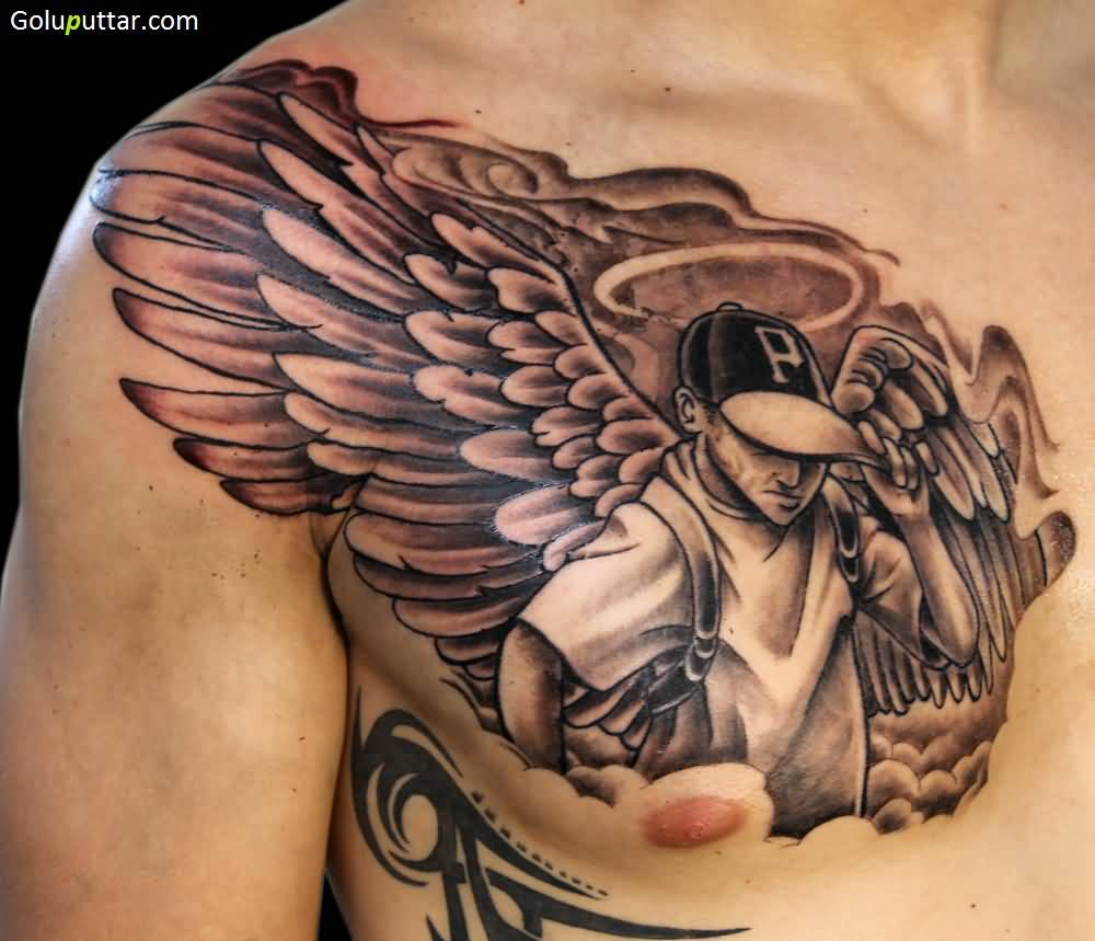 Extremely Best Angel Tattoo Design On Chest Goluputtar with regard to proportions 1000 X 859