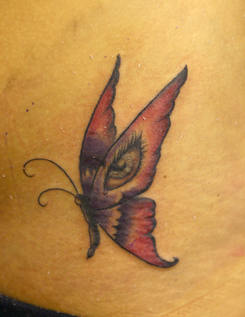 Eye Butterfly Tattoo Tattooed Johnny At The Tattoo Stu Flickr with regard to proportions 792 X 1024