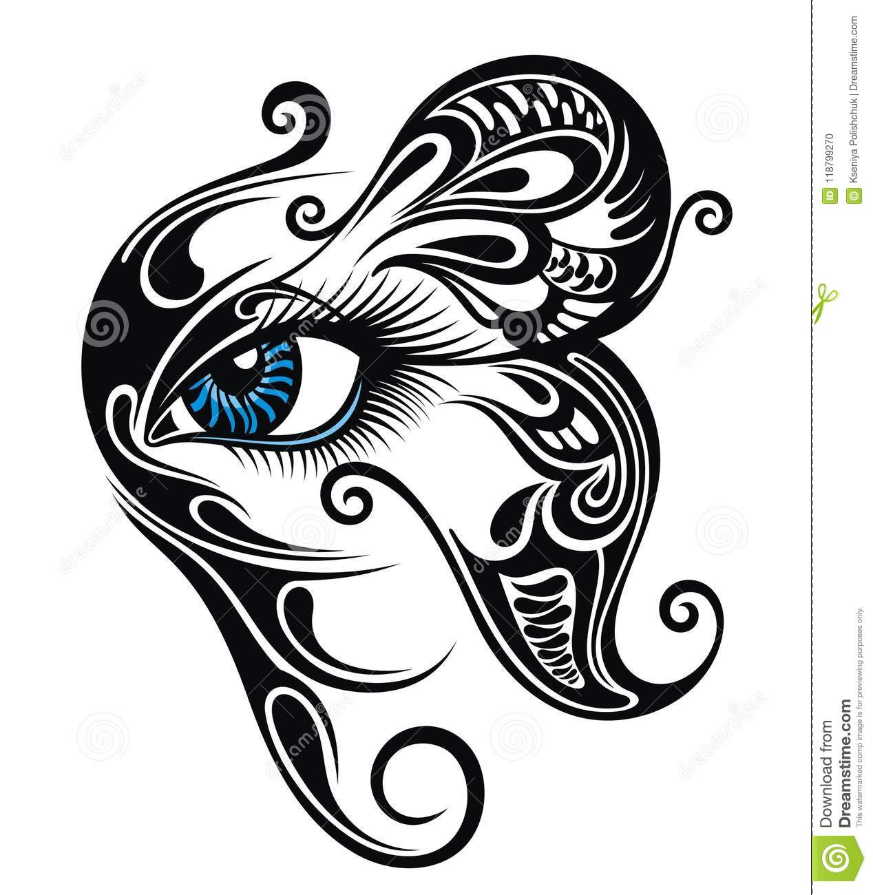 Eye Make Up With Butterfly Tattoo Eye Stock Vector Illustration in sizing 1268 X 1300