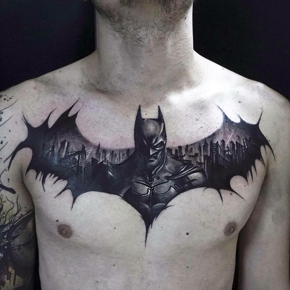 Fabulous Batman Tattoo On Mens Chest Mexican Girls Batman for size 960 X 960