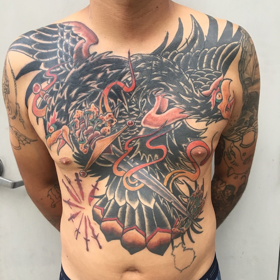 Falcon Chest Piece Tattoo Alex Taylor Crimson Hilt Tattoo pertaining to dimensions 960 X 960