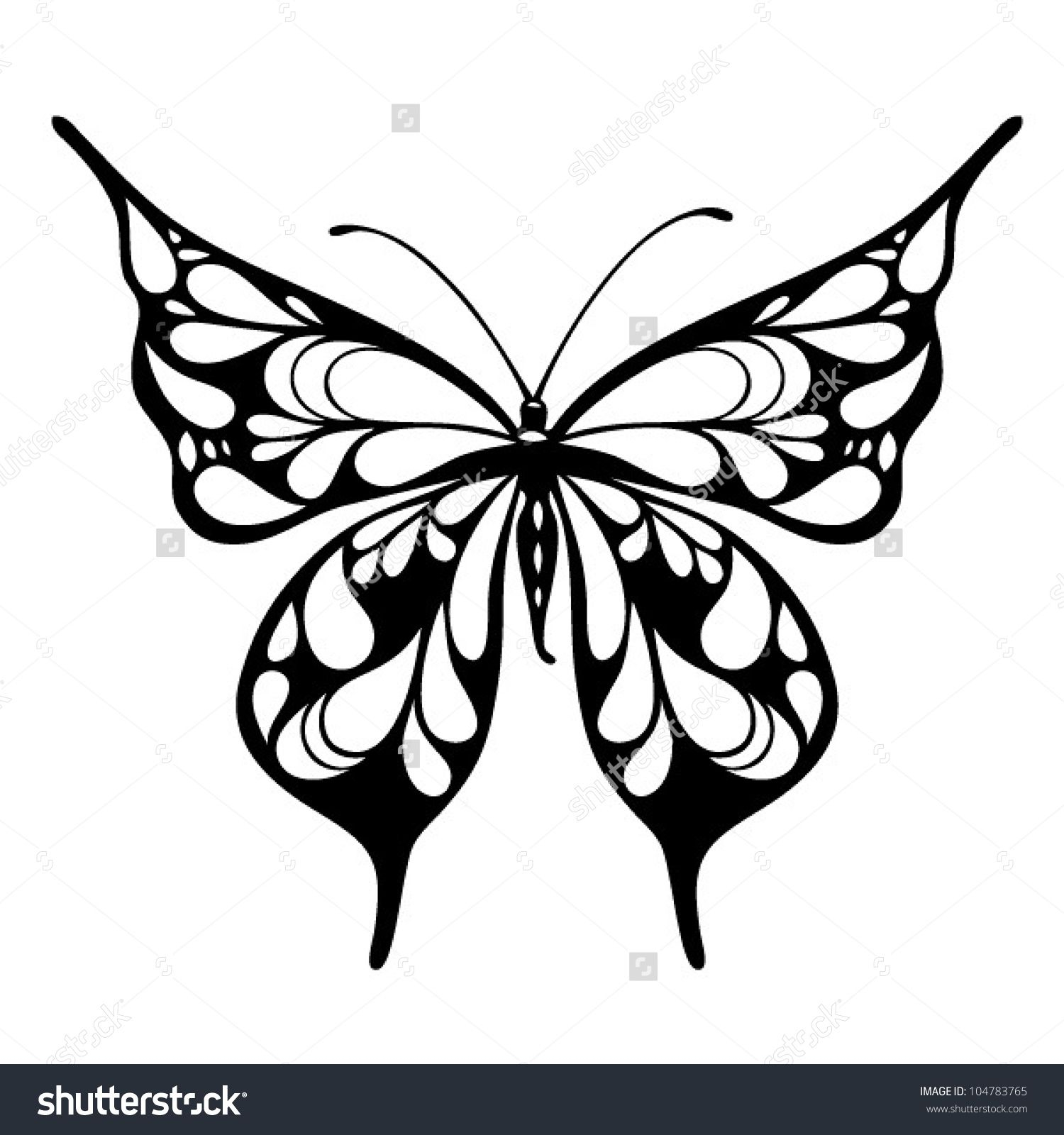 Fantasy Butterfly Tattoo Stock Vector 104783765 Shutterstock for proportions 1500 X 1600