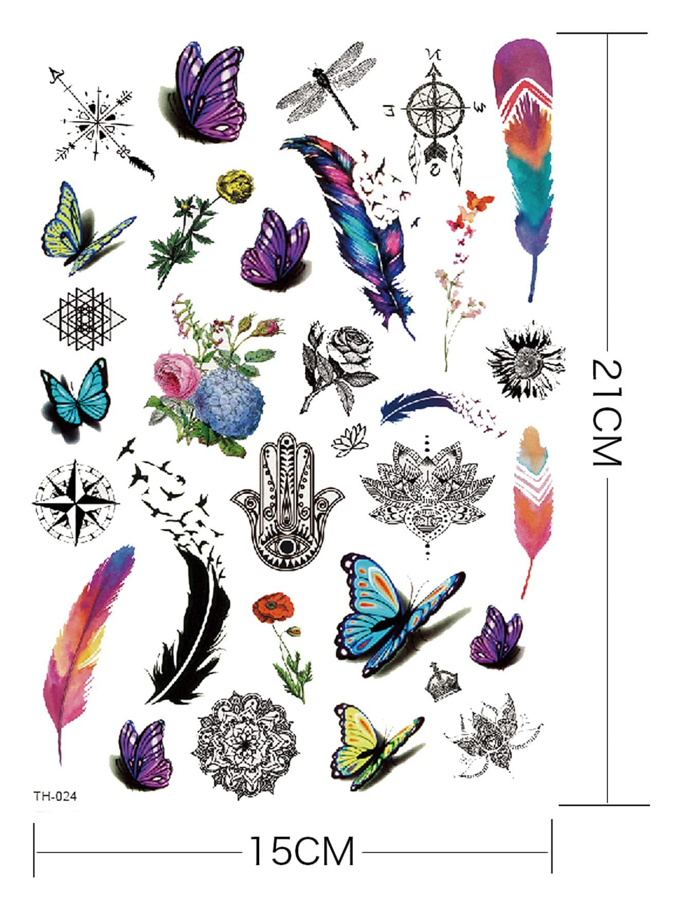 Feather Butterfly Tattoo Sticker Shein intended for proportions 1340 X 1785