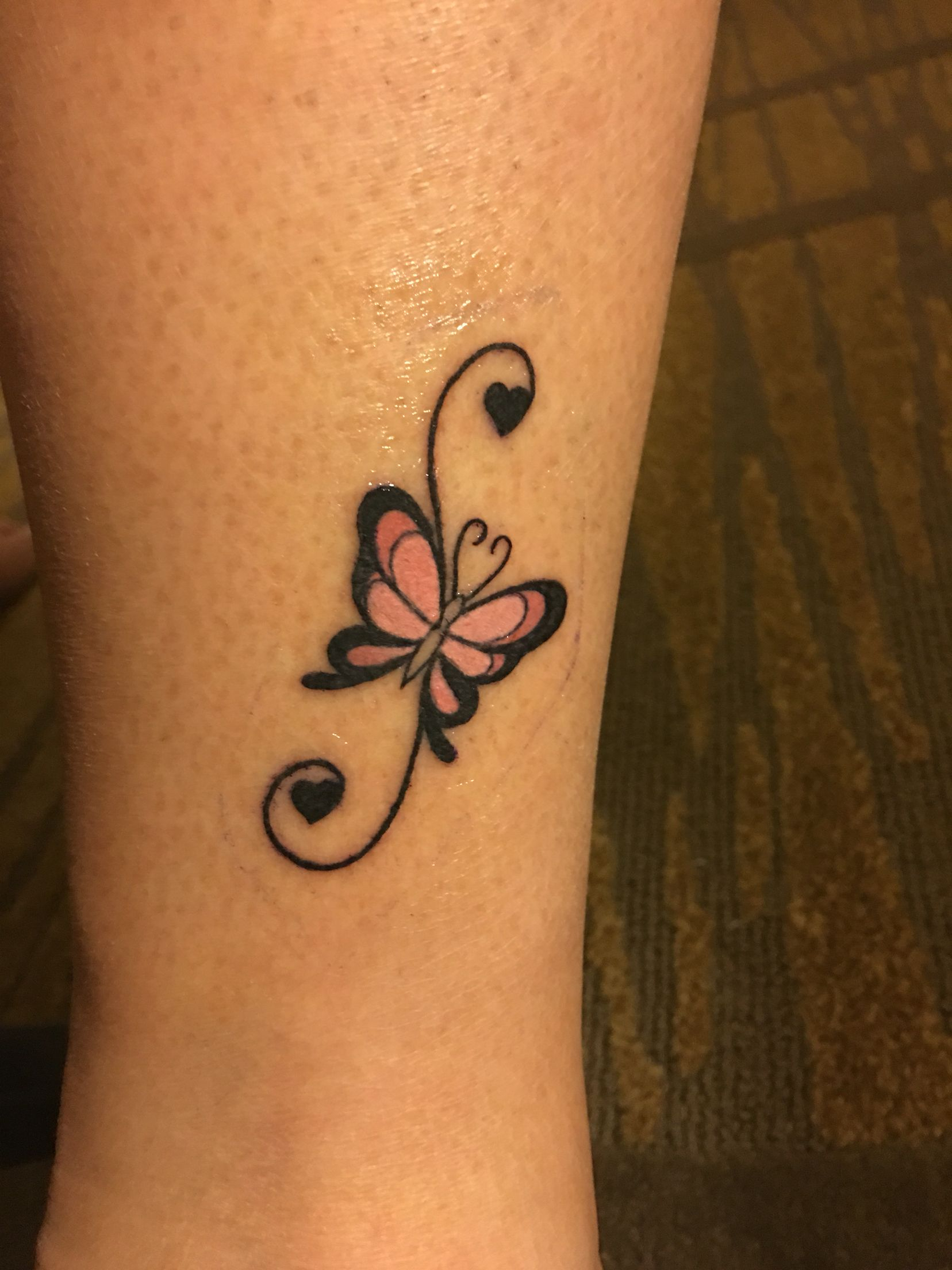 Feminine Butterfly Tattoo The Ankle With Swirls And Hearts The within dimensions 1656 X 2208