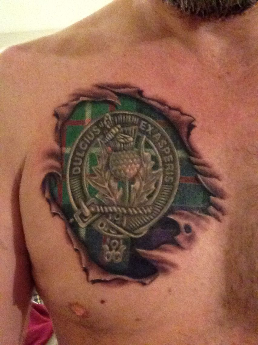 Ferguson Clan Crest And Tartan Chest Tattoo Id Have To Change It in proportions 852 X 1136